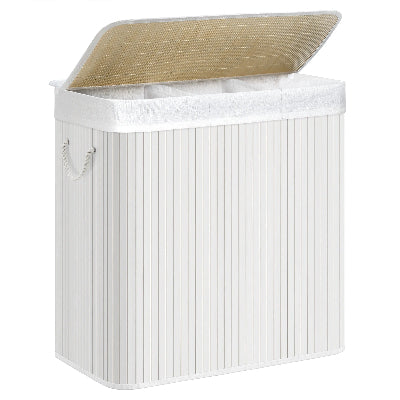 bac a linge 3 compartiments bambou blanc