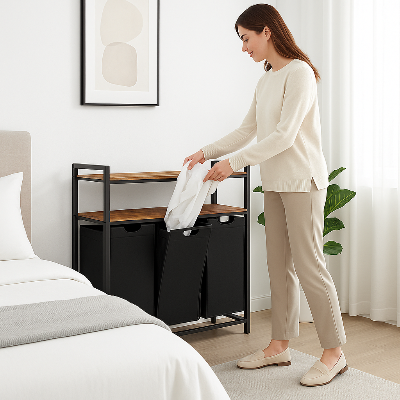 bac a linge 3 compartiments chambre femme trie linge