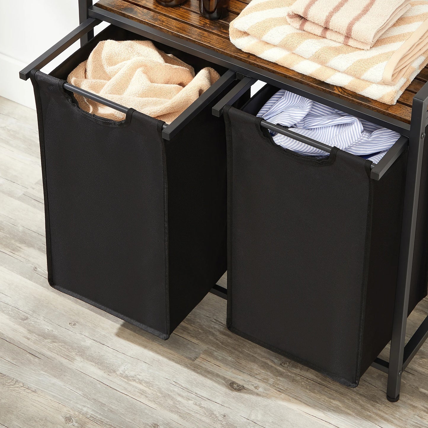 bac a linge double coulissant remplit vêtement sale facile utilisation