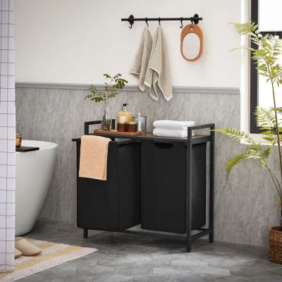 bac a linge double salle de bain harmonie serviette étagère