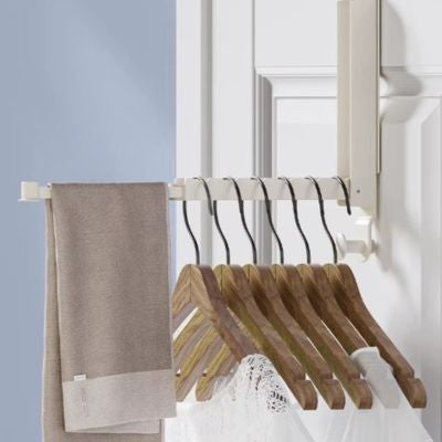 crochet porte blanc 6 cintres serviette embout télescopique