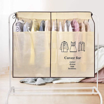 housse à vêtements beige fenêtre transparente dressing penderie chambre