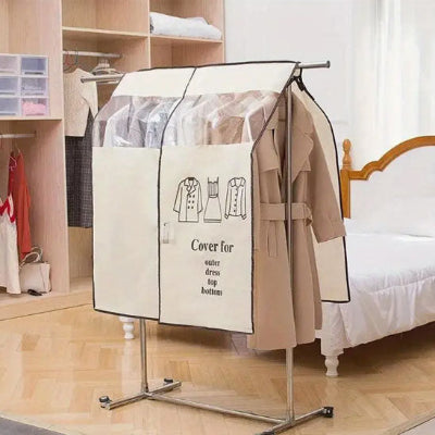 housse à vêtements beige fenêtre transparente penderie chambre lit dressing