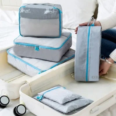 kit organisateur valise gris 3 sacs 4 cubes différentes tailles