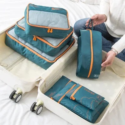 kit organisateur valise vert 3 sacs 4 cubes femme bagage