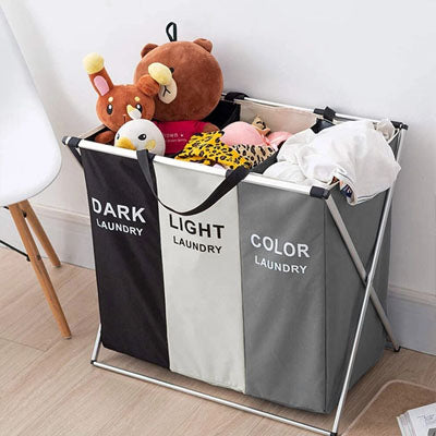 panier à linge 3 compartiments permet classement catégorie linge