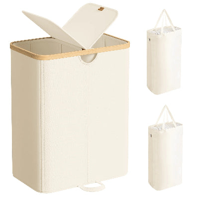 panier à linge beige 2 compartiments capacité 20 kg linge
