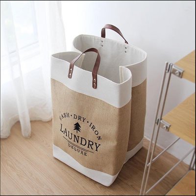 panier a linge blanc beige pliable chambre
