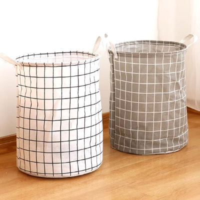 panier à linge blanc gris coin chambre 2 poignées