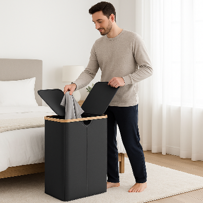 panier à linge chambre homme dépose linge sale ouverture bac