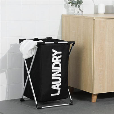panier à linge noir forme x