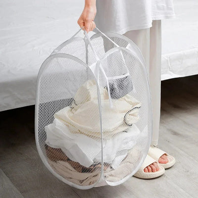 panier a linge porte poignees femme chambre tissu nid abeille