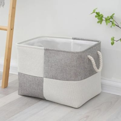 panier rangement blanc gris idĂ©al rangement vĂȘtement linge maison jouet