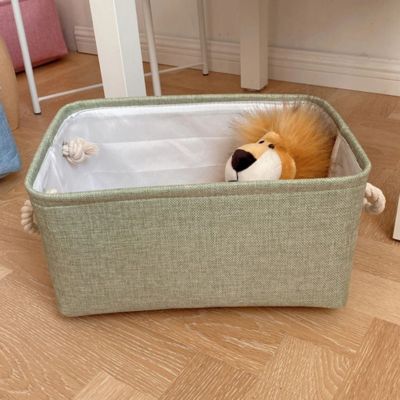 paniers de rangement vert 2 poignées tresses peluche lion