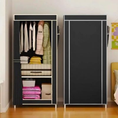 penderie tissu deux étagères une tringle rangement optimal