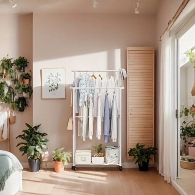 porte vetement deux tringles et une étagère intégrée chambre dressing