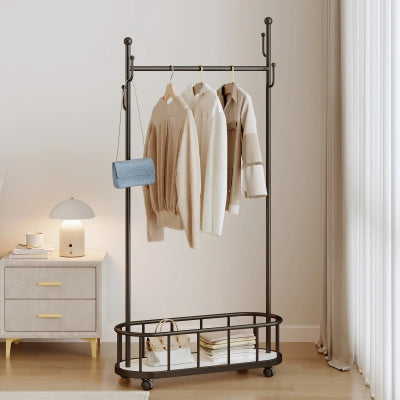 porte vetement noir 80 cm Ă©tagĂšre 4 roues 360° vĂȘtement suspendu