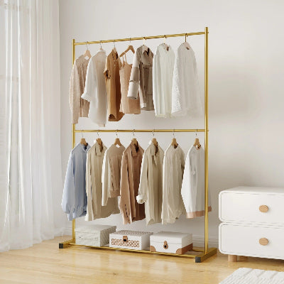 porte vetement or 2 barres 120 cm chemises chevet chambre
