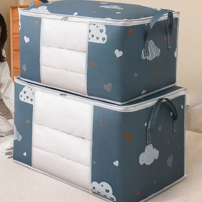 sac de rangement couette motif coeur nuage empile chambre