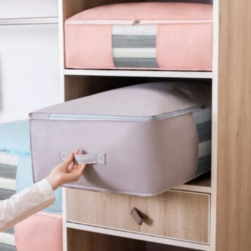 sac de rangement pour couette rose gris dressing