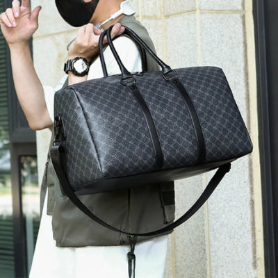 sac de voyage homme noir gris 2 anses tenu épaule