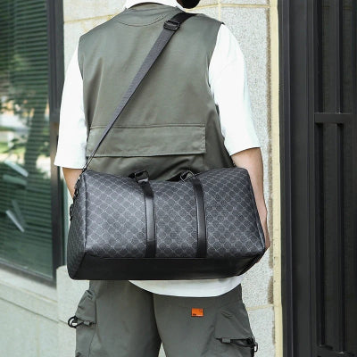 sac de voyage homme noir gris homme de dos
