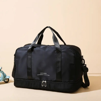 sac voyage noir compartiment chaussure grande ouverture multi-poche