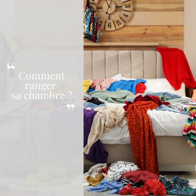 chambre en désordre avec du linge sur le lit éparpiller