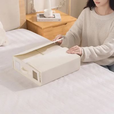 boite de rangement beige chambre femme ferme boite pose lit