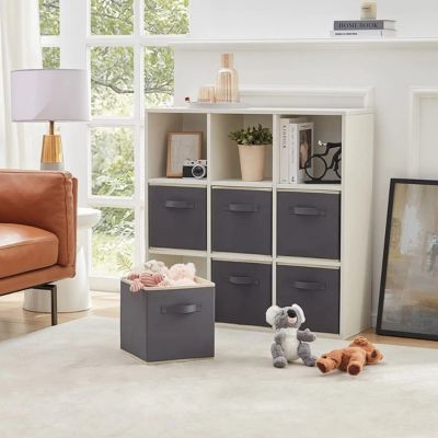 boite de rangement en tissu alignes range meuble blanc compartiment salon