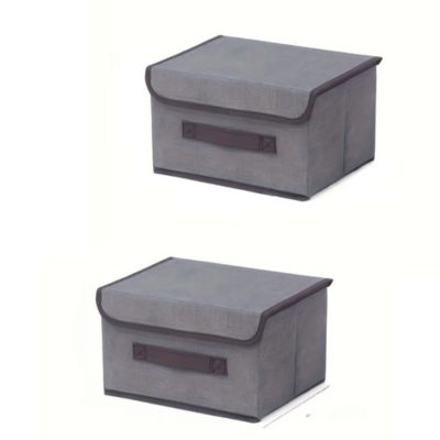 Boite de rangement gris lot de 2 boite taille L
