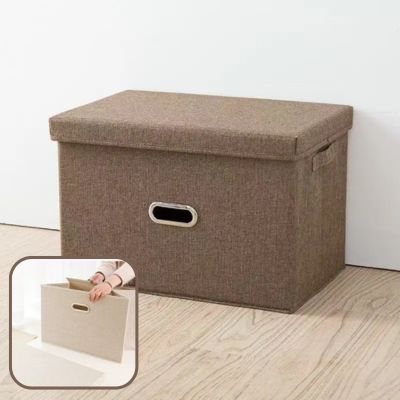 boite de rangement marron tissu doux dépliable fond amovible