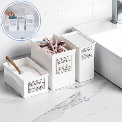 boite de rangement plastique blanc indispensable buanderie