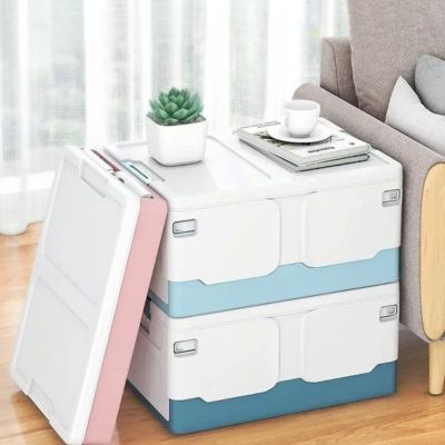 boite de rangement pliable table basse blanc bleu blanc gris rose au choix