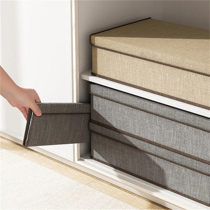 boite de rangement sous vetement empile dressing beige gris