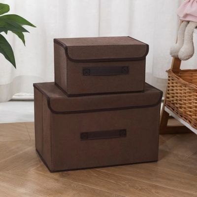 boite de rangement tissu marron taille S et M