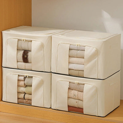 boite de rangement vetement beige placard dressing