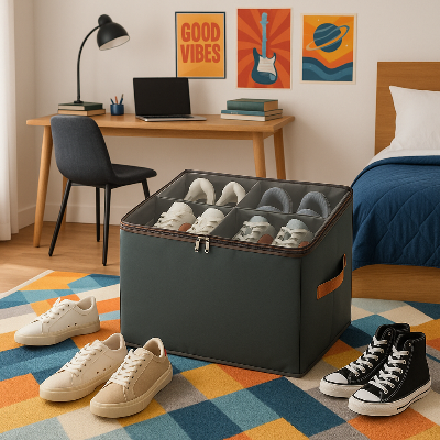 boite rangement chaussures gris chambre enfant