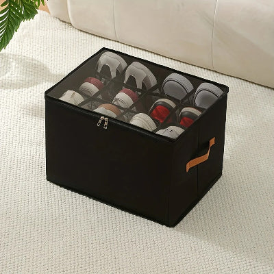 boite rangement chaussures noir 12 compatiments
