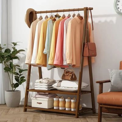 chambre portant vêtement bois chemise suspendues étagères linge boite rangement