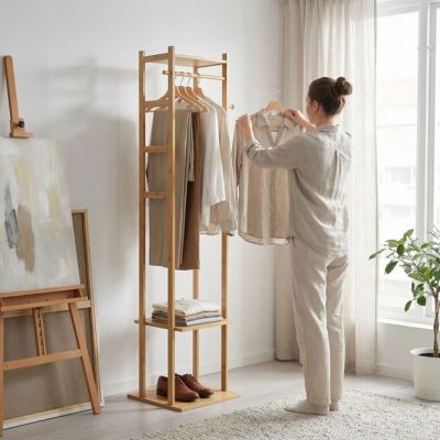 chevalet chambre suspendu vêtement sac femme tient chemise