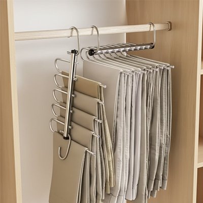 cintre à pantalon​ plier 5 pantalons déplié 9 pantalons dressing