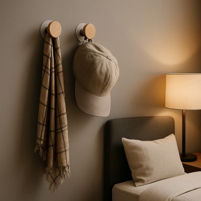 crochet mural bois écharpe casquette accroché chambre