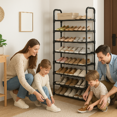 étagère à chaussures 8 niveaux idéale famille heureuse