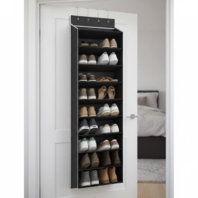 etagere a chaussures gris suspendu dos porte