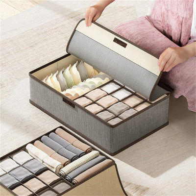 femme ferme boite de rangement sous vetement 17 grilles