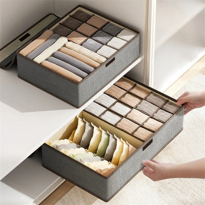 femme range boite de rangement sous vetement étagère dressing