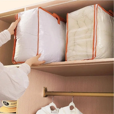 femme range sac de rangement étagère au-dessus penderie