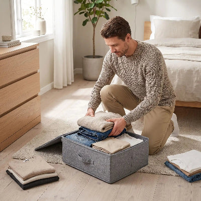 homme range habit boite de rangement pour vetements gris
