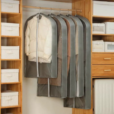 housse dressing gris transparent suspendu penderie